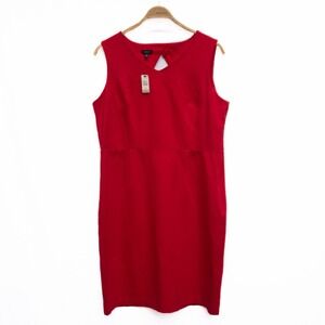 Talbots Dress 16 True Red Stretch Sleeveless Sheath Cocktail Party Classic Midi